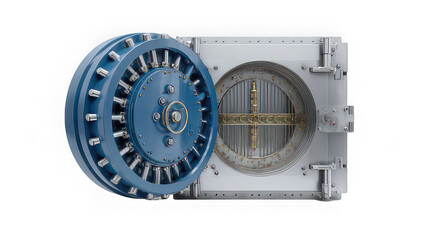 Naklejka premium Vault security finance investment metal protection safe door open