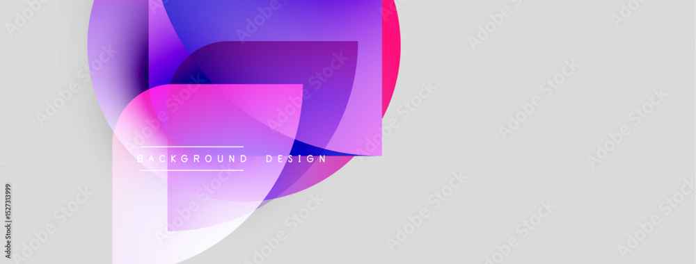 Aufkleber Abstract fluid shapes overlap, creating vibrant color gradients. Light gray background provides contrast. Modern design element.
