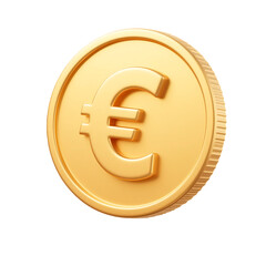 Fototapeta premium Euro Currency Symbol on golden Coin 3d icon in cartoon plastic style minimal isolated on white or transparent background