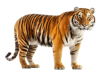 Obraz premium Majestic tiger isolated on transparent background in high resolution PNG