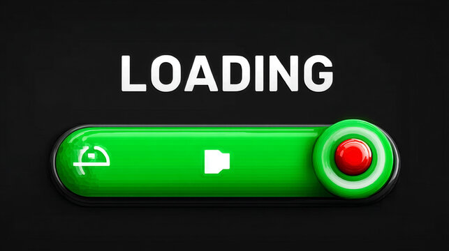 Creative illustration of a loading bar and loading progress indicator on black background - Powered by Adobe