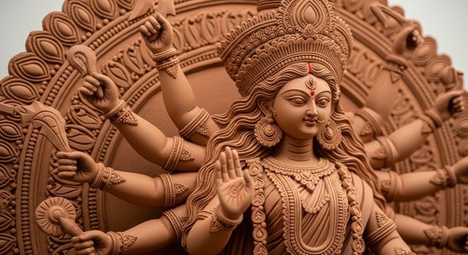 Durga idol hindu goddess sculpture clay hinduism navaratri dussehra puja art