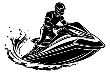 A dynamic silhouette of a jet ski rider in action
