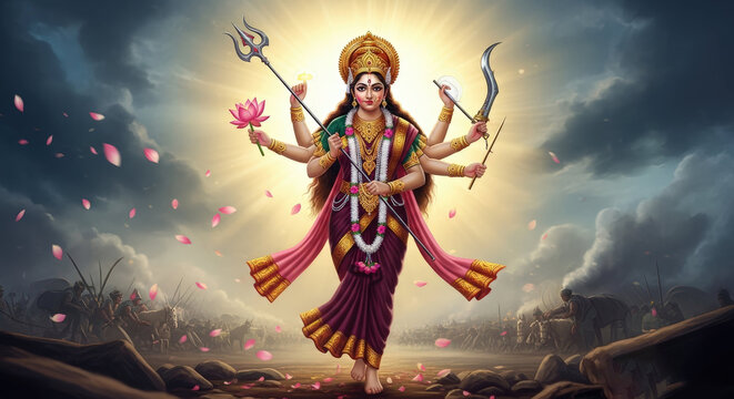 Durga goddess hinduism devi shakti india indian mythology divine power warrior