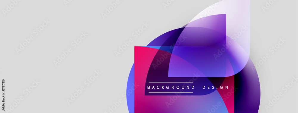 Poster Abstract geometric shapes overlap, creating vibrant color gradients. Modern design elements suggest digital art or background texture.
