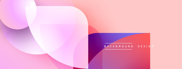 Abstract shapes overlap, creating vibrant pink, purple gradients. Modern design elements suggest dynamic background texture.