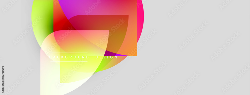 Leinwandbilder Abstract colorful shapes overlap, creating dynamic visual effect. Light gradients blend into white space. Modern design element.