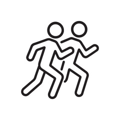 Two stick figures running side by side, teamwork and partnership concept