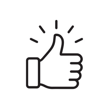 A line art illustration of a hand giving a thumbs up gesture with a radiant glow