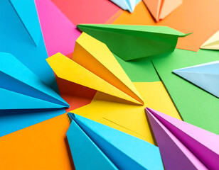 Creative ai generate paper airplane design abstract art colorful environment modern viewpoint innovation concept