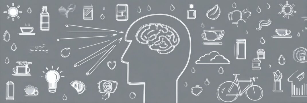 Healthy Brain Habits for Older Adults Illustrated With Light Icons Focusing on Lifestyle Choices and Activities