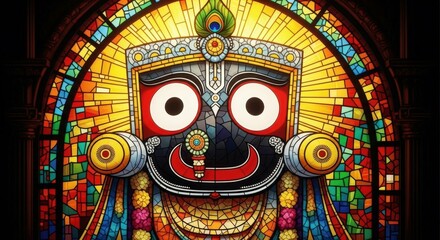 Obraz premium Jagannath stained glass art hindu god deity temple culture religion india art