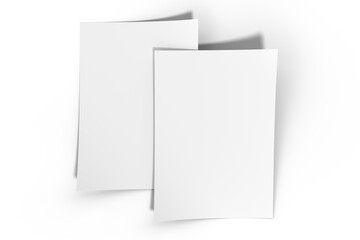 3D realistic blank A4 format paper flyer mockup isolated. Sheet design template for presentation poster, newspaper, flyer, brochure, cover, magazine, card, paper note, postcard, letter or invitation