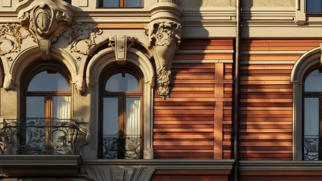 Ornate European architecture Archways windows stonework