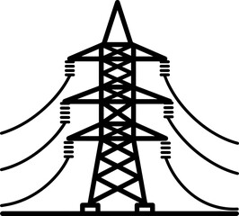 High Voltage Tower Logo Icon for Power Transmission