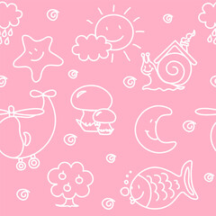 baby seamless doodle pattern