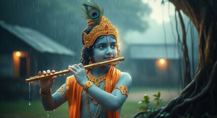 Krishna flute player indian god hinduism mythology divine music spiritual art