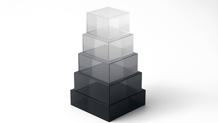 Obraz premium Stunning Abstract Grey Scale Cube Tower Unique Desktop Wallpaper for Windows, Mac, and More