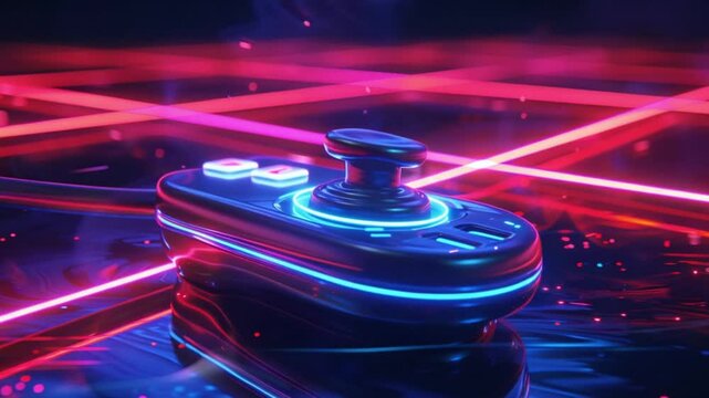 3D floating Retro joystick in cyberpunk 4K Videos