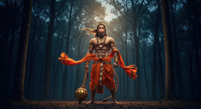 Hanuman hindu god mythology india forest warrior strength divine power art
