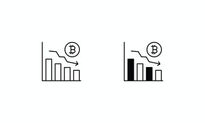 Decrease icons set Line and Glyph black vector icon stock illustration