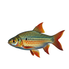 Fototapeta premium Explore the beauty of a java barb fish a colorful freshwater aquarium pet with orange fins and scales on transparent background