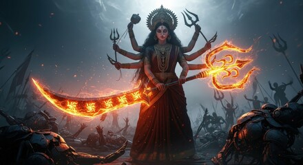 Durga goddess hinduism kali devi shakti divine power mythology hindu warrior art