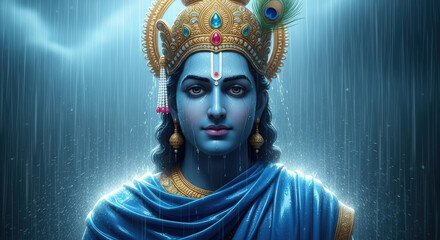 Krishna hindu god deity divine spirituality indian culture religion art ai