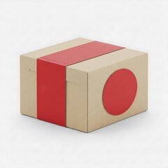 branded inspired cake box sealed with sticker, side mockup , isolated on white background