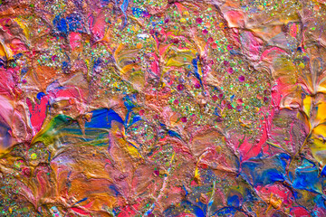 abstract artwork featuring striking pigment contrasts, bold brush movements, and a uniquely textured surface