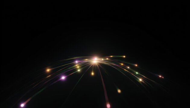 Abstract explosion of colorful light streaks against a black background