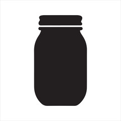 Mason Jar Silhouette Icon – Minimal Food Storage Vector Illustration