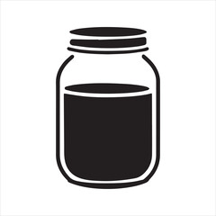 Mason Jar Silhouette Icon – Minimal Food Storage Vector Illustration