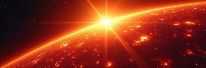 Dynamic solar sphere, radiating intense heat, vibrant texture , graphic, plasma, astronomy