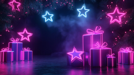 Neon Gift Background 2025