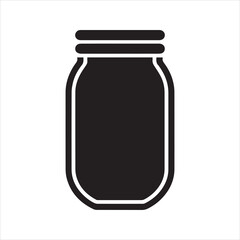 Mason Jar Silhouette Icon – Minimal Food Storage Vector Illustration