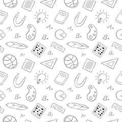 school supplies pattern, education seamless pattern, doodle school seamless pattern, hand drawn education pattern background, doodle school background