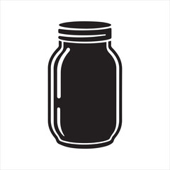 Mason Jar Silhouette Icon – Minimal Food Storage Vector Illustration