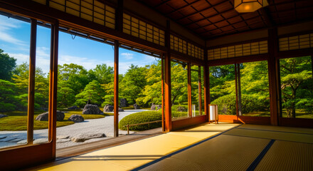 和室からの日本庭園	
