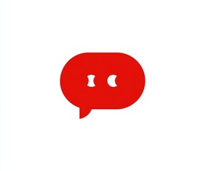 Fototapeta premium A simple red speech bubble icon with two white quotation marks inside, representing communication or messaging