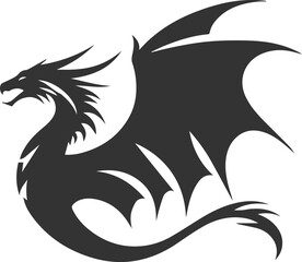 Drawing silhouette of a flying dragon vector