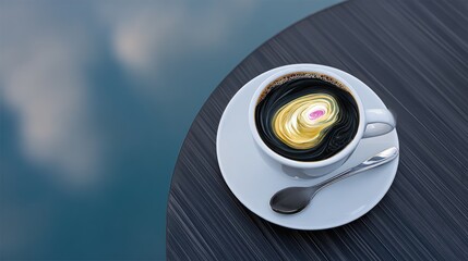 Coffee cup with abstract swirls