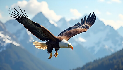 Obraz premium Eagle soaring above mountain landscape