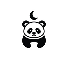 Obraz premium Cute panda bear silhouette with crescent moon