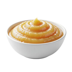 Applesauce in white bowl close up delicious homemade healthy snack dessert food photography isolated background on transparent background