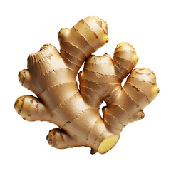 Fresh ginger root rhizome close up isolated on black background for healthy lifestyle and cooking use on transparent background