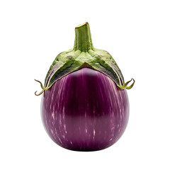 Purple eggplant vegetable fresh raw food ingredient isolated on black background healthy eating organic on transparent background