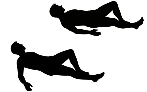 Set of man sleeping  full black silhouette vector illustration design