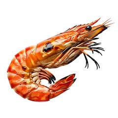 Isolated cooked shrimp seafood delicious gourmet fresh prawn grilled tiger shrimp on black background food photo on transparent background