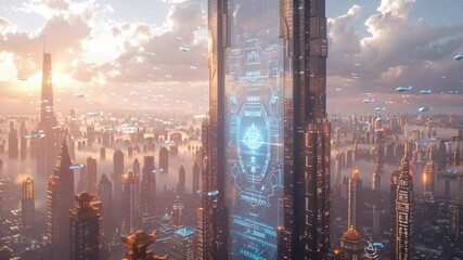 city ​​with very detailed and perfect holographic - Powered by Adobe